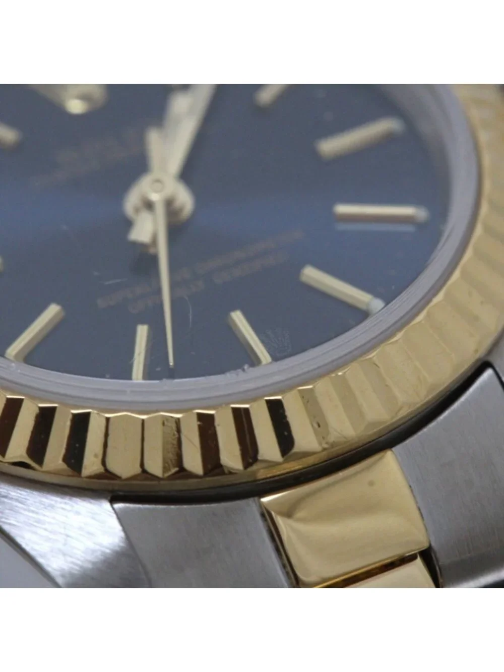 Rolex Oyster Perpetual 24 Watch 18k Yellow Gold SS Stainless Steel Navy Dial